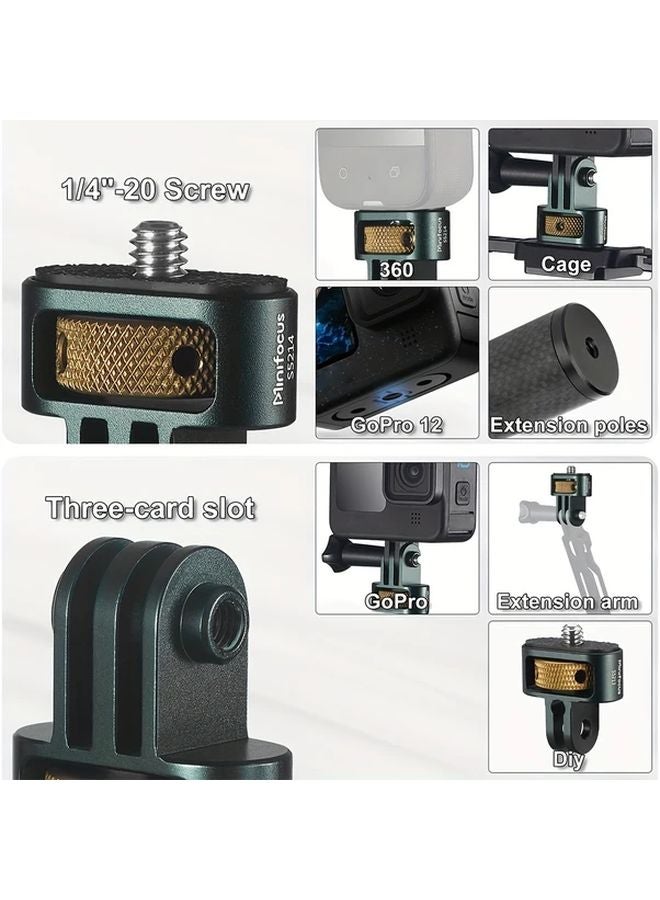 حامل ثلاثي القوائم من سبائك الألومنيوم باللون الأخضر الداكن محول لـ Gopro Hero 13 12 11 10 9 8 Insta360 X5 X4 X3 DJI Osmo AKASO - Image 3